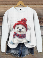 Casual Long Sleeve Crew Neck Santa Claus Loose Regular Sweater