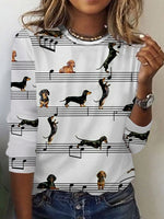 Vintage Long Sleeve Crew Neck Animal Loose Regular T-Shirt