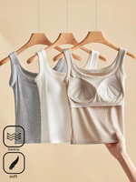 Casual Sleeveless Crew Neck Plain Loose Regular Tank Top