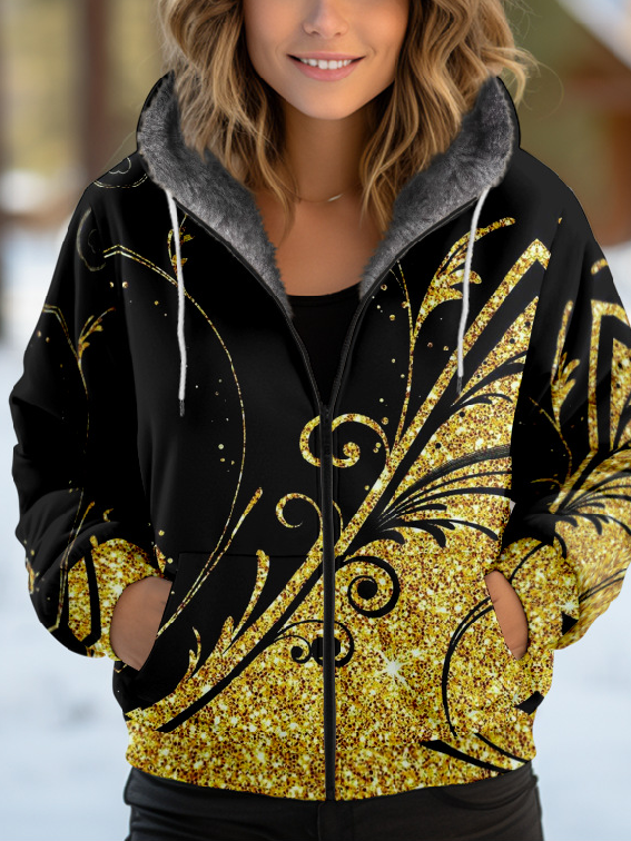 Loose Hoodie Long Sleeve Abstract Casual Regular Jacket