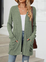 Loose Long Sleeve Plain Casual Regular Cardigan