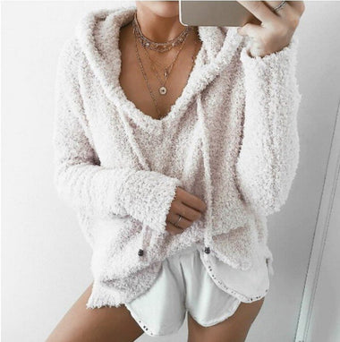 Casual Long Sleeve Hoodie Plain Loose Regular Sweatshirt