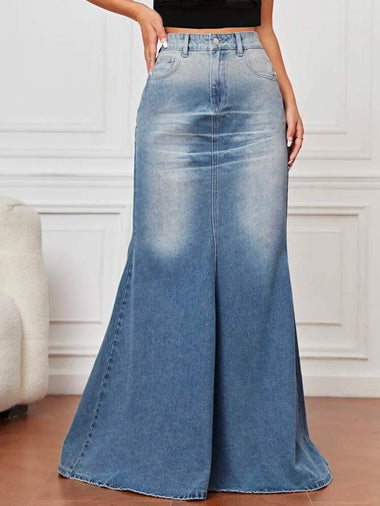 Casual Denim Plain Denim Skirt