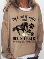 Loose Long Sleeve Crew Neck Animal Simple Regular Sweatshirt