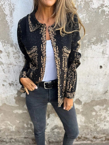 Loose Long Sleeve Abstract Zipper Casual Regular Jacket