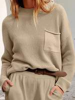 Loose Long Sleeve Turtleneck Plain Casual Regular Sweater