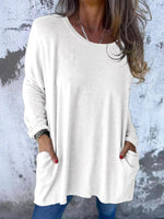 Casual Long Sleeve V Neck Plain Loose Mid-Long Sweater