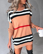 Loose Long Sleeve Turtleneck Striped Casual Regular Sweater