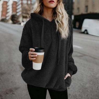 Casual Long Sleeve Hoodie Plain Zipper Loose Regular Sweatshirt