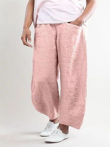 Plus Size Vacation Solid Pockets With Pockets Loose Long Pants