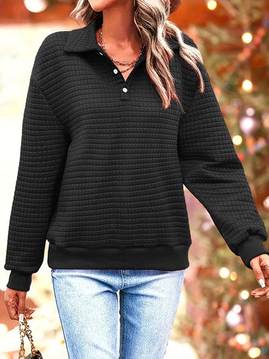 Loose Long Sleeve Shawl Collar Plain Zipper Casual Regular Sweatshirt