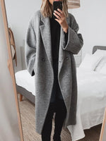 Shawl Collar Long Sleeve Solid With Pockets Basics Long Coat