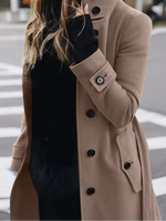 Loose Stand Collar Long Sleeve Plain Casual Mid-Long Coat