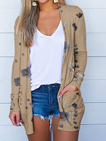 Loose Long Sleeve Floral Zipper Casual Regular Jacket