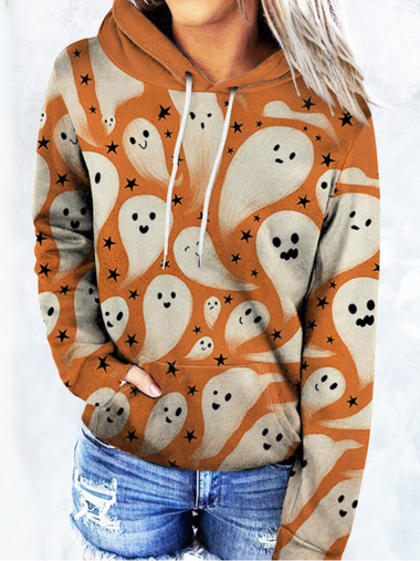 Loose Long Sleeve Hoodie Halloween Casual Regular Sweatshirt