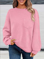 Loose Long Sleeve Crew Neck Plain Casual Regular Sweatshirt