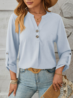 Casual Long Sleeve Crew Neck Plain Regular Blouse