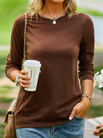 Loose Long Sleeve Crew Neck Plain Casual Regular Sweatshirt