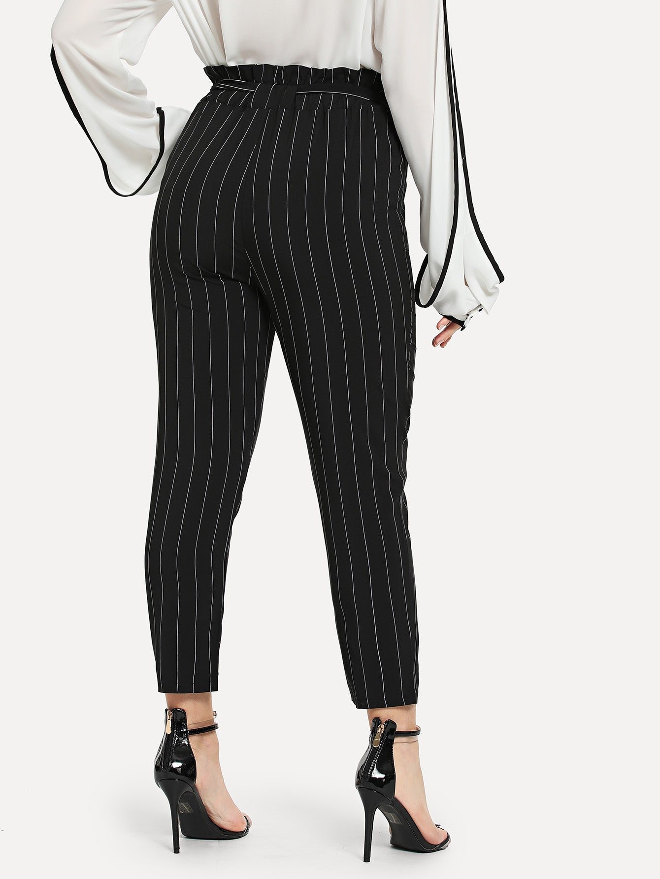 Plus Striped Self Tie Waist Pants