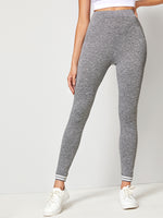 Wide Band Waist Striped Marled Leggings