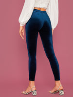 Elastic Waist Velvet Leggings