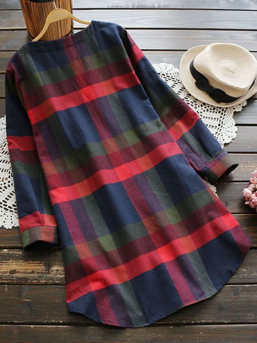 Plus Plaid Curved Hem Tee Dress