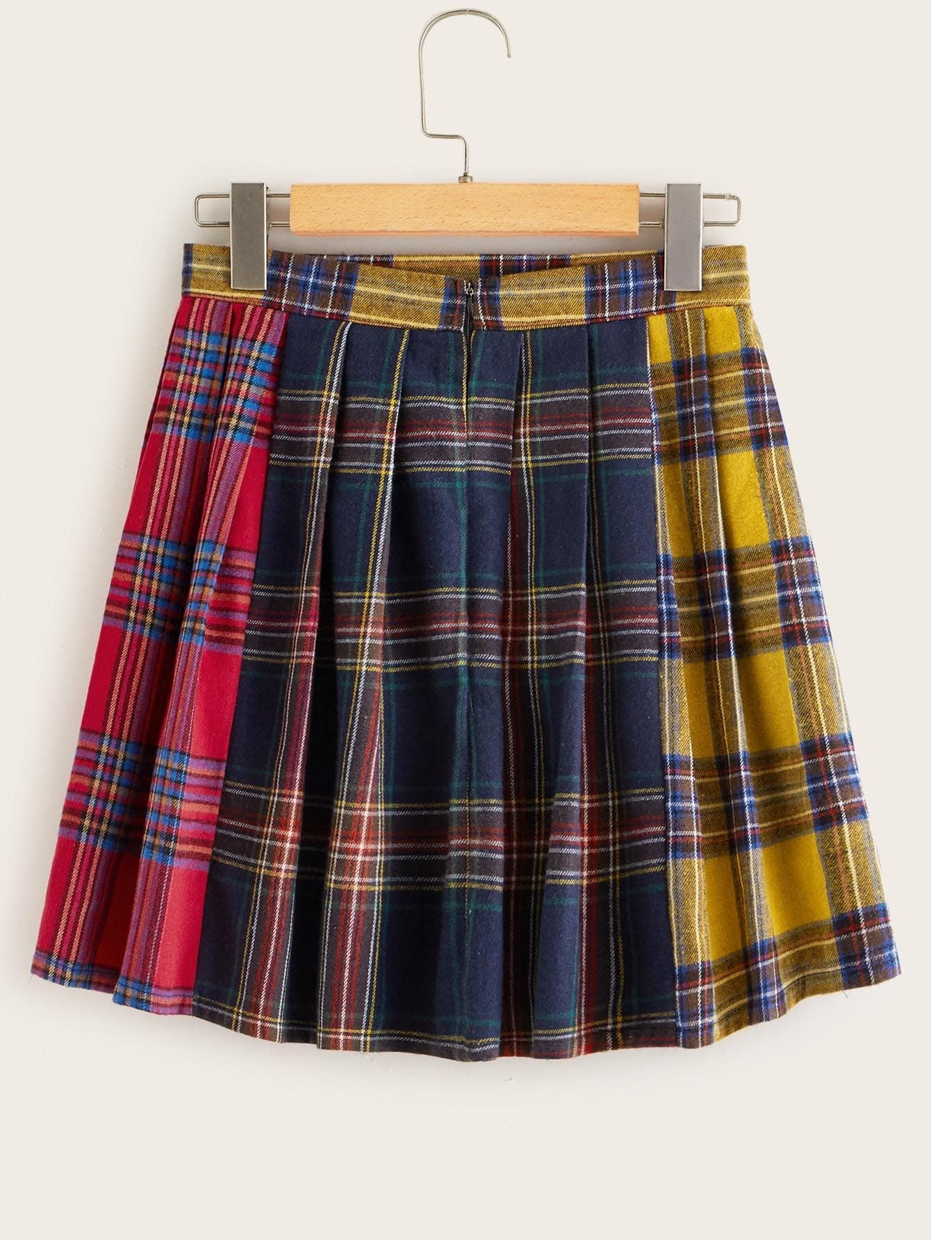 Plus Cut And Sew Tartan Plaid Skirt