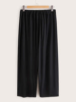 Plus Drawstring Waist Wide Leg Pants