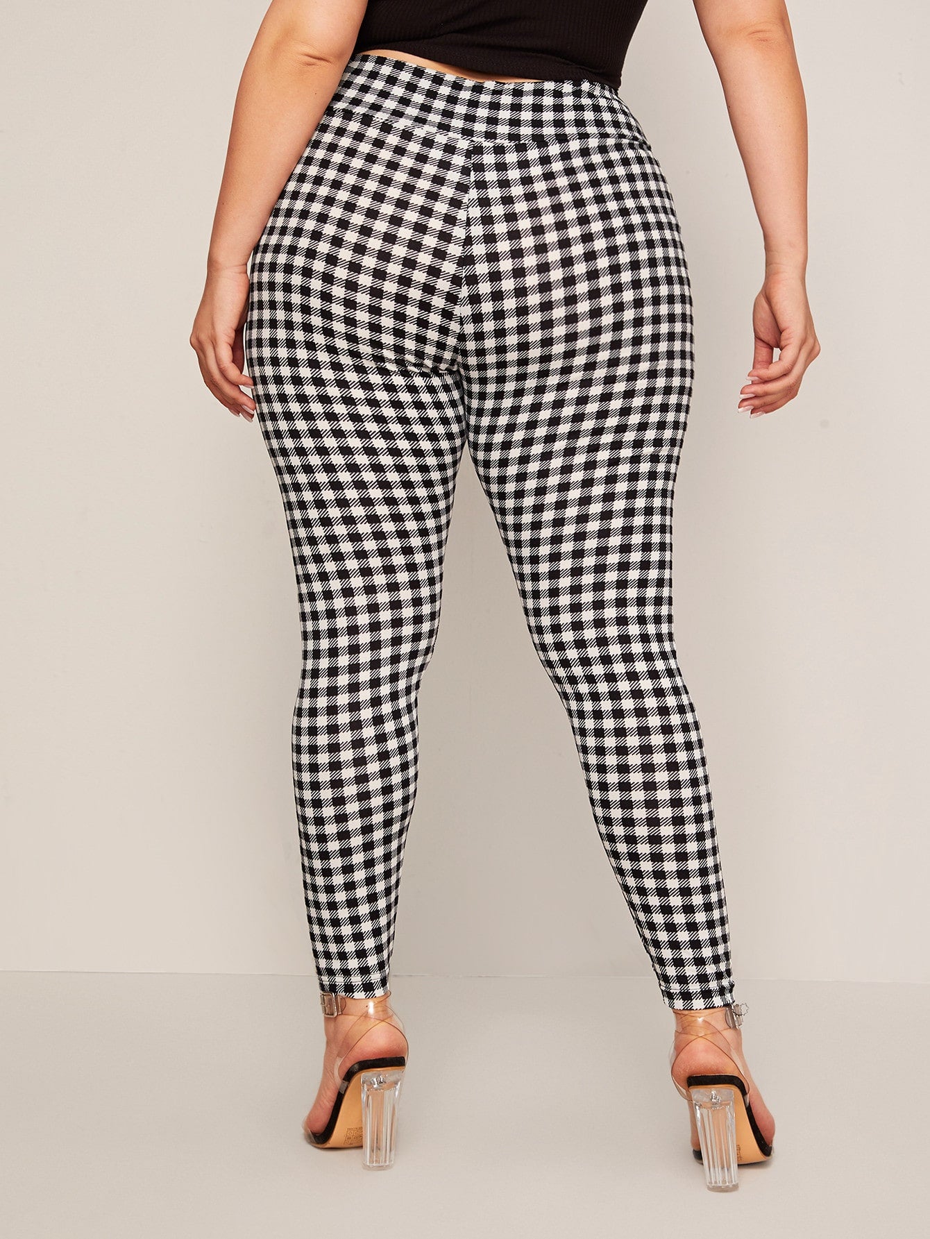 Plus Wide Waistband Gingham Leggings