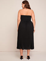 Plus Notch Neck Pleated Tube Dress