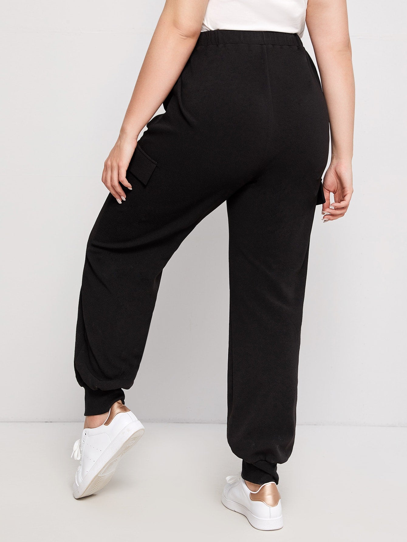 Plus Drawstring Waist Slant Pocket Sweatpants