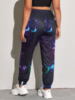 Plus Galaxy Print Drawstring Waist Sweatpants