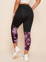 Plus Sheer Mesh Insert Tie Dye Leggings