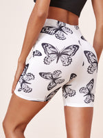 Butterfly Print High Waist Biker Shorts