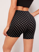 Elastic Waist Polka Dot Biker Shorts