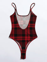 Low Back Plaid Cami Bodysuit