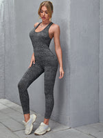 Crisscross Backless Marled Unitard Jumpsuit