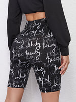 Allover Letter Graphic Biker Shorts