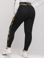 Plus Wide Waistband Camo Colorblock Leggings