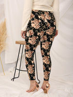 Plus Floral Print Crop Leggings