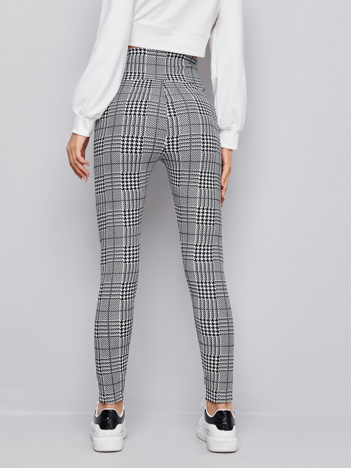 Houndstooth Wide Waistband Leggings