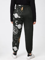 Plus Galaxy And Polka Dot Print Pants