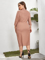 Plus Mock-Neck Polka Dot Dress