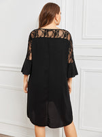 Plus Contrast Lace Yoke Tunic Dress