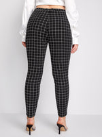 Plus High Waist Grid Skinny Pants