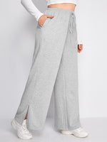 Plus Split Hem Solid Sweatpants