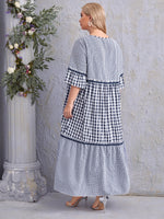 Plus Frill Trim Gingham Smock Dress