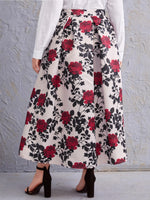 Plus Fold Pleated Floral Skirt