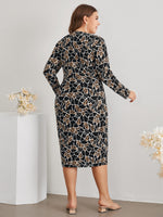 Plus Leopard Allover Print Fitted Dress