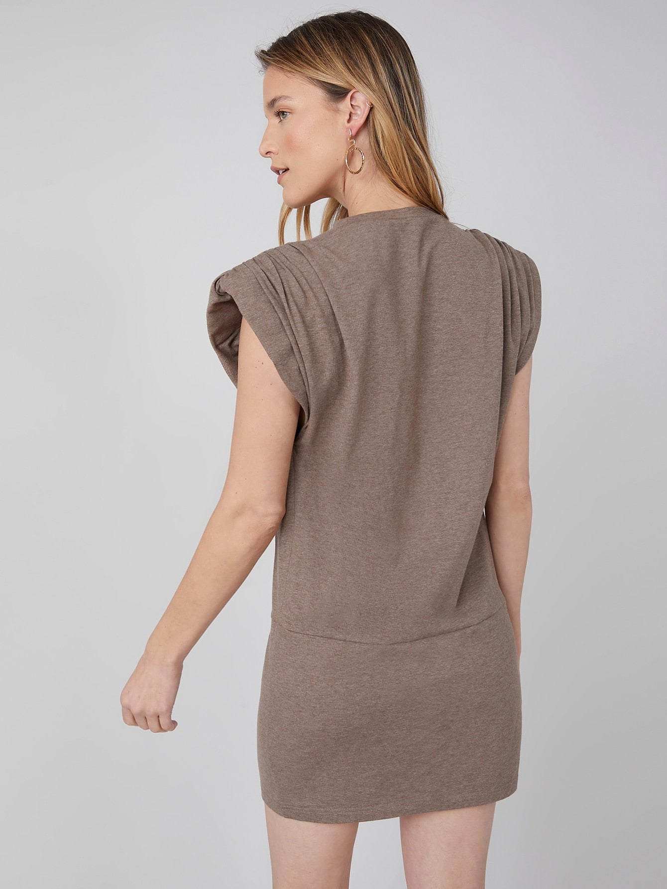 RECYCLED POLYESTER SHOULDER PAD DRESS